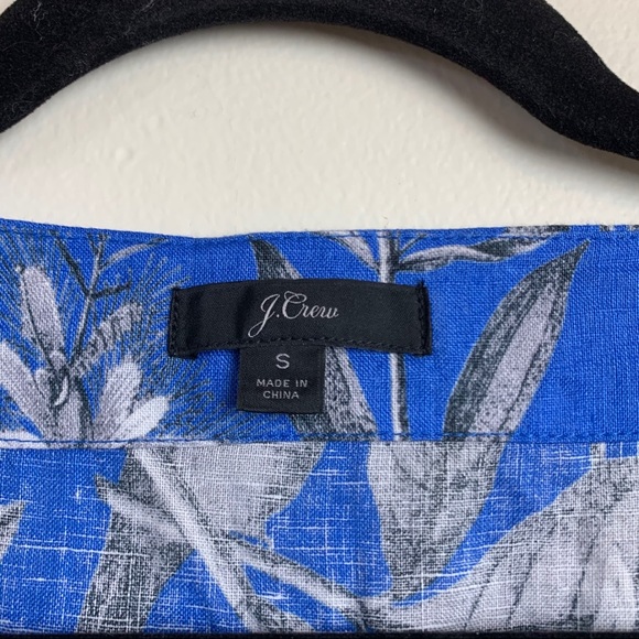 J. Crew Linen Ratti Tropical Toile Blue Blouse Top - Picture 2 of 4